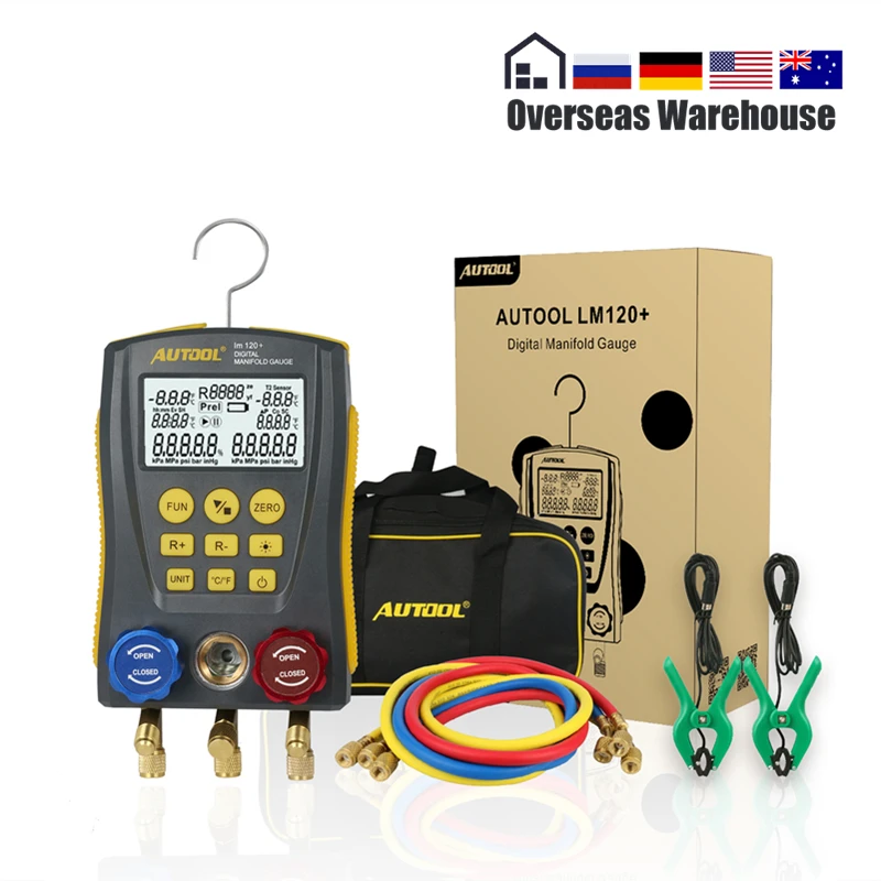 

LM120+ Refrigerantion Digital Manifold HVAC Vacuum Pressure Temperature Leakage Tester Air-Conditioner Refrigerator Dignostic