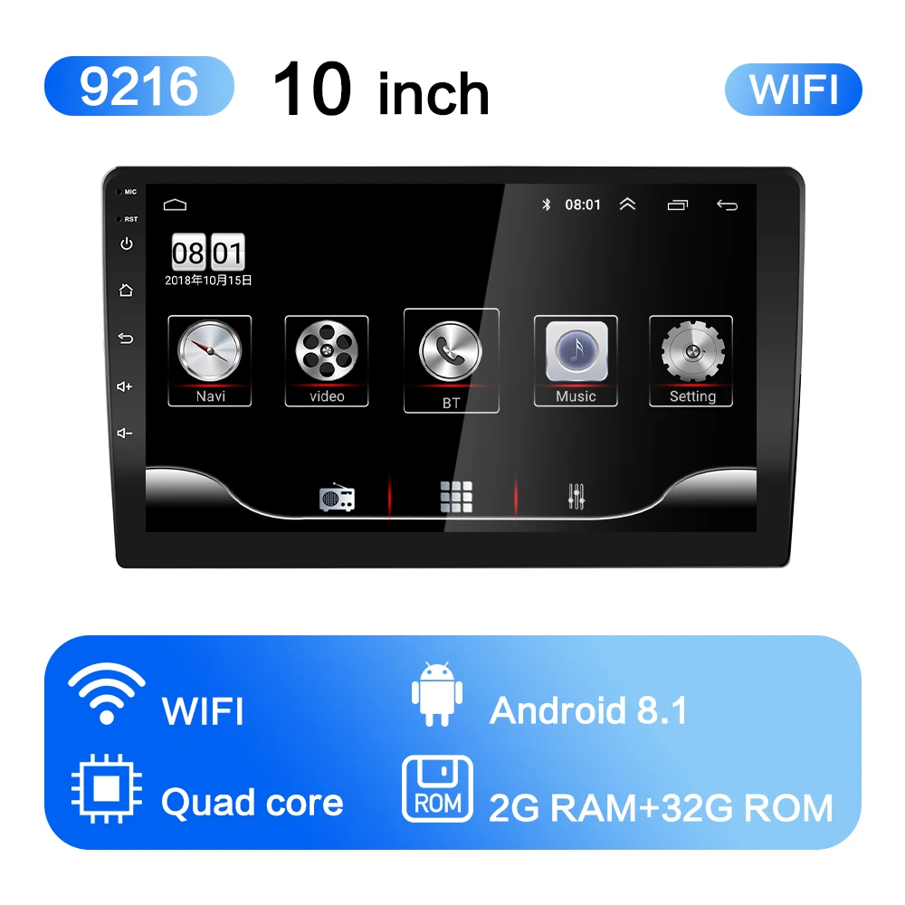 Универсальный 9/10. 1 дюймов 2G ram Android 8,1 Автомобильный мультимедийный авто радио 2Din Авторадио Gps центральный Fm для Suzuki Renault Nissan - Цвет: RAM 2G 10inch