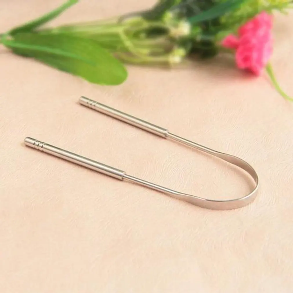 

Stainless Steel Tongue Cleaner Remove Bad Breath Device Universal Tongue Coating Cleaner Portable Oral Hygiene Dental Care