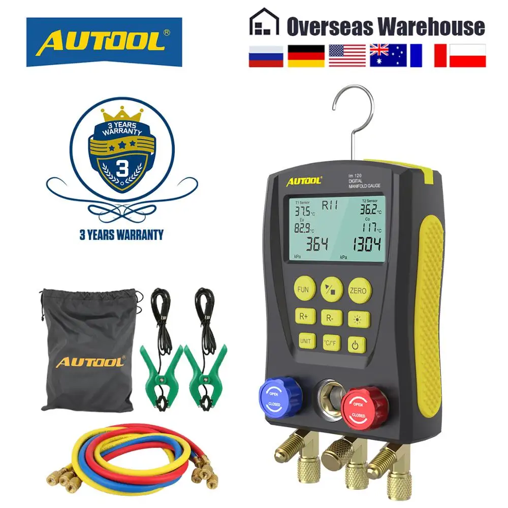 AUTOOL LM120 + цифровой вакуумный манометр для кондиционирования воздуха охлаждения