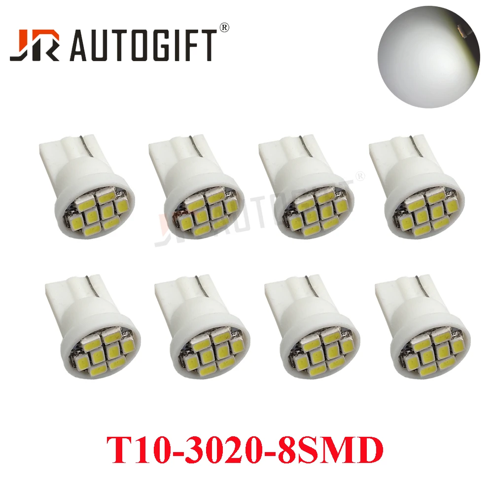 10 шт. 12В 24В белый 1206 3020 8smd T10 8led led 194 168 192 W5W супер яркий авто освещение 8Smd