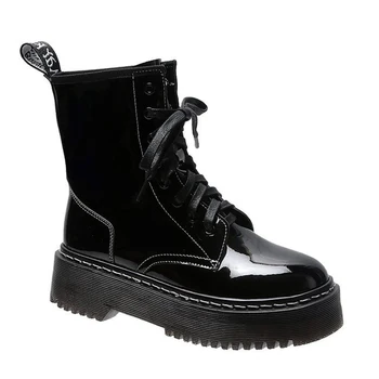 

2020 Autumn Winter Fashion Boots Non-slip Patent Leather Ankle Boots Ladies Short Boots Fashion Western Boots