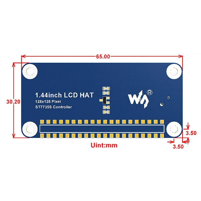 1,44 дюймов ЖК-дисплей шляпа для Raspberry Pi 4B/3B+/3B/Zero 128x128 пикселей SPI интерфейс 3,3 В светодиодный экран с подсветкой