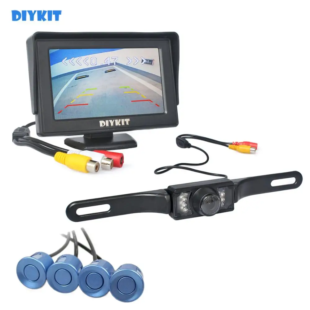 DIYKIT видеодатчик парковки 4 3 дюйма автомобильный монитор заднего вида Kit +