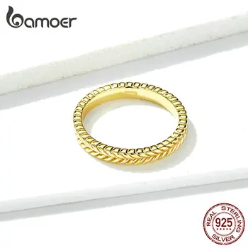 

bamoer Minimalist Simple Stackable Finger Rings for Women Authentic 925 Sterling Silver Fine Wedding Statement Jewelry GAR068