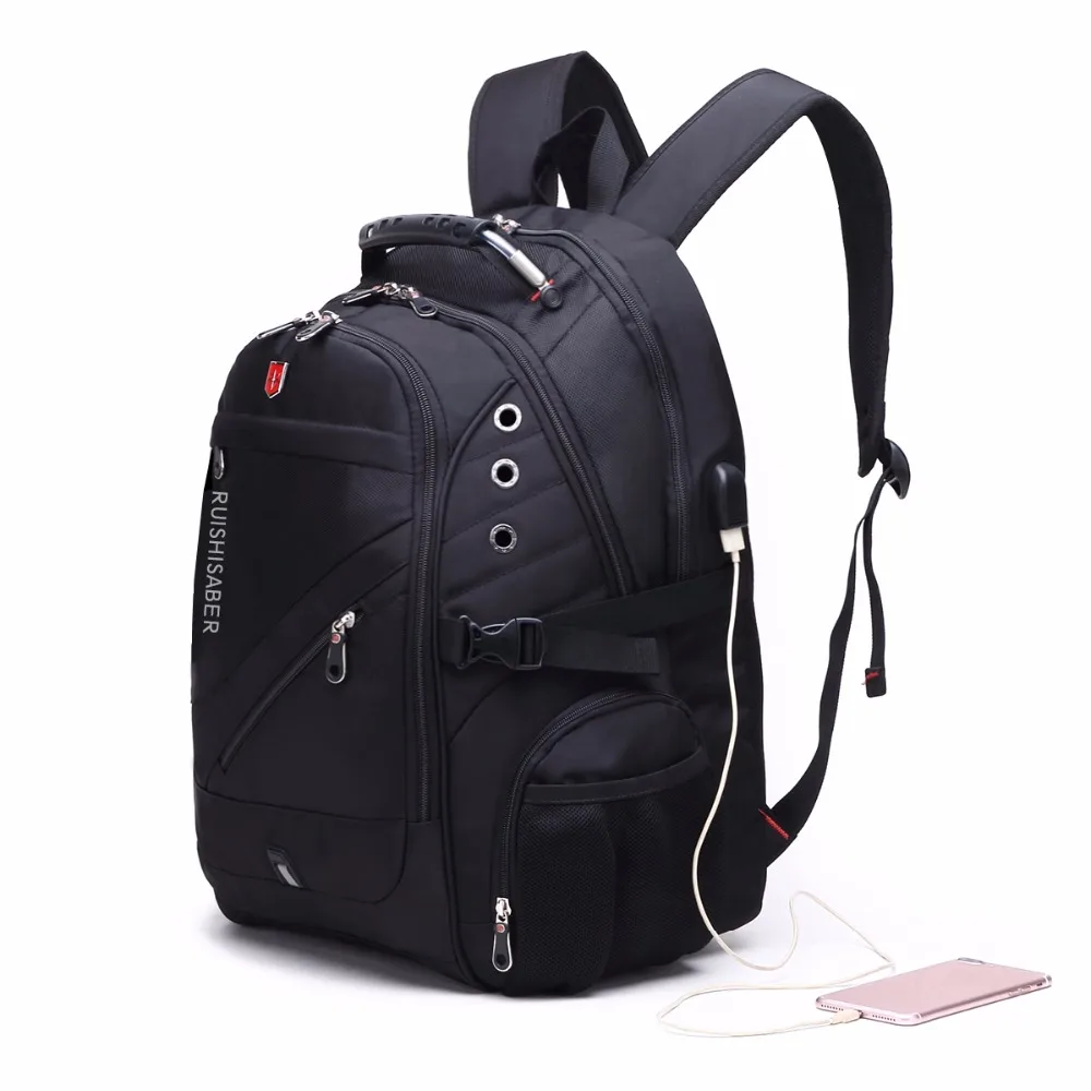 

JIULIN 17 Inch Laptop Backpack Men USB Charging Waterproof Travel Backpack Women Rucksack Male Vintage School Bag mochila