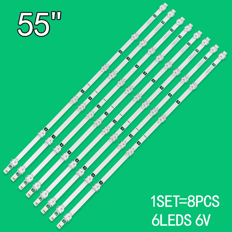 Suitable for Leroy 55-inch LCD TV Backlight strip JS-D-AP5516-062EC(71233) 1SET=8PCS 554mm 6V 6leds