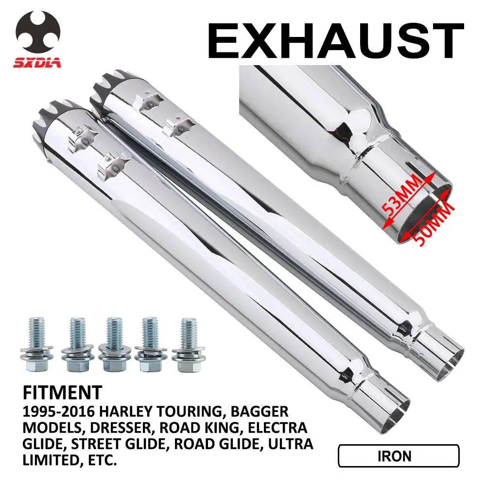 Motorcycle 2 Pcs Exhaust Pipes Megaphone For Harley Touring Bagger Models Dresser Road King Electra Street Glide Ultra Limited Motorcycle 2 Pcs Exhaust Pipes Megaphone For Harley Touring Bagger Models Dresser Road King Electra Street Glide Ultra Limited