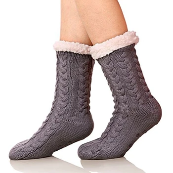 

Women's Winter Super Soft Warm Cozy Fuzzy Fleece-Lined Christmas Gift with Grippers Slipper Socks