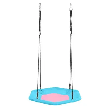 

40 Inch Hexagon Swing, Textilene Swing with 2 Carabiners & Adjustable Rope(Pink & Blue)