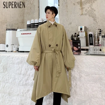 

SuperAen Spring and Autumn New 2020 Trench Coat for Women Irregular Wild Casual Ladies Windbreaker Double-Breasted Coats