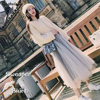 

Women Sets O-neck Solid High Quality Comfortable Long Sleeve Womens Two Piece Set 2020 Korean Style Ladies Elegant Casual Chic