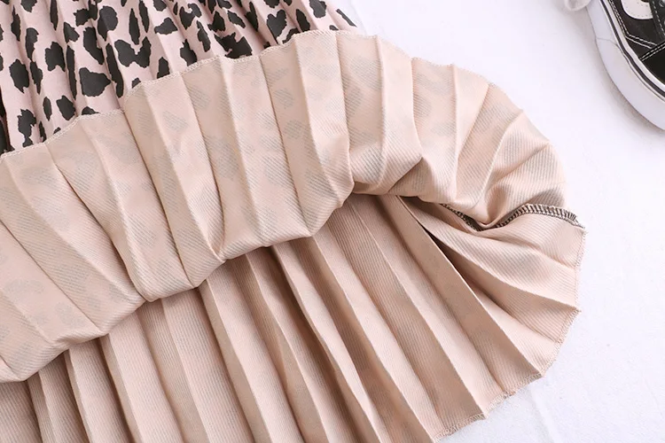 GIGOGOU Женская плиссированная юбка трапециевидной формы с высокой талией на весну и лето, модная леопардовая длинная юбка, повседневная женская юбка-карандаш