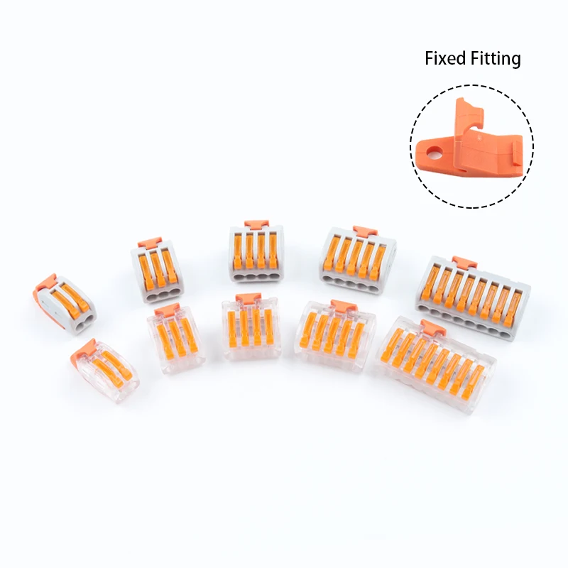 

30/50/100PCS Mini Wire Wiring Connector Push-in Conductor Terminal Block With fixing Accessories PCT-212 213 214 215 218 DIY YOU