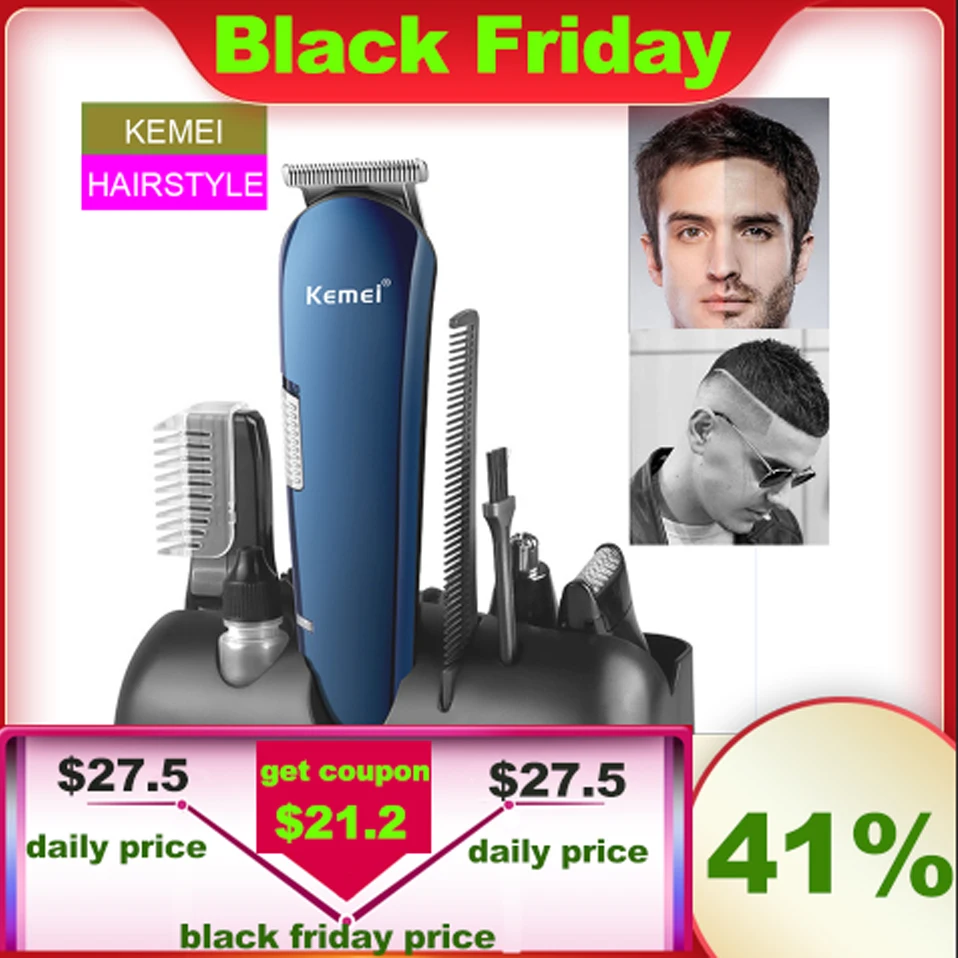 

Kemei USB Hair Clipper Nose Beard Shaver Hair Trimmer Cordless Shaver Trimmer Barber Hair Cutting Machine For Men Oil Hair