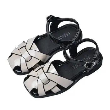 

Kids Sandals 2020 New Summer Elegant PU Leather Girls Princess Shoes Hollow Out Weave Roman Gladiator Children's Beach Sandals