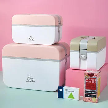 

Double-layer Medicine Box Large Capacity Portable First Aid Kit Emergency Pill Case Organizer Car Medicines Finishing Organizer