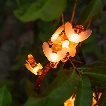 

10m 50 LED Lamp Bee Shaped LED Solar String Lights Lamp Remote Control 8 Function + Timing Solar Energy Power Waterproof Lamp