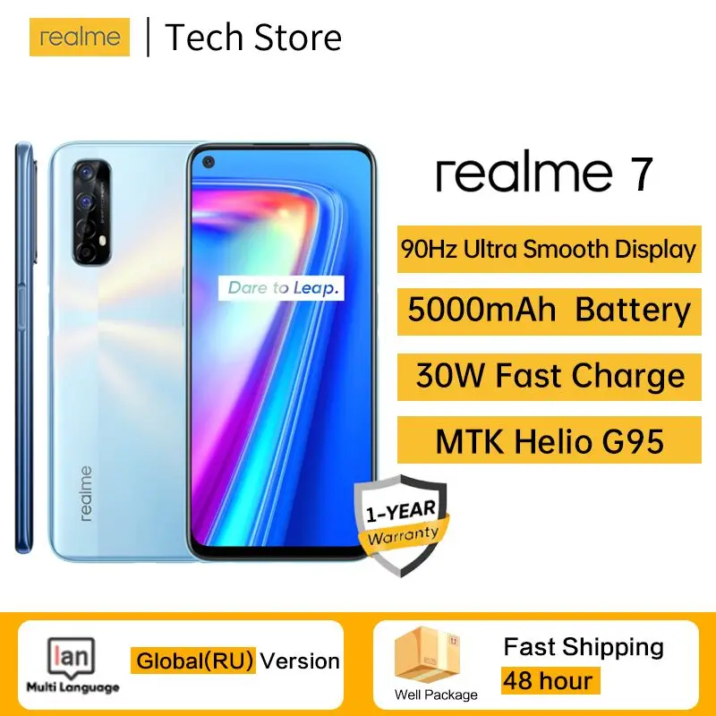Смартфон realme 7 глобальная версия 8 + 5000 ГБ Helio G95 90 Гц 48 МП 128 мАч 30WFastCharge | Мобильные