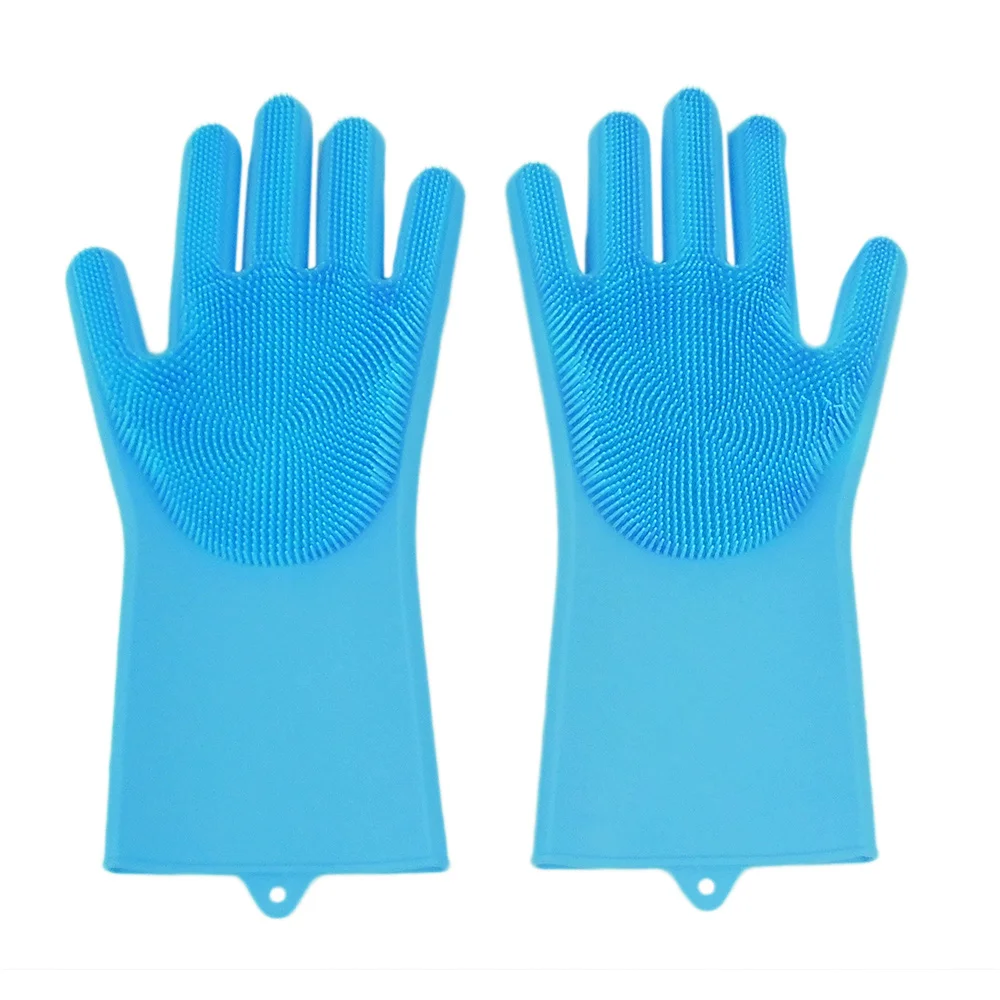 Скруббер перчатки 1 пара Массажная щетка для питомцев волшебные перчатки волшебные силиконовые перчатки многофункциональная мойка автомобиля - Цвет: Blue