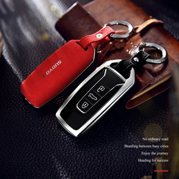

Hot Sale Car Key Cover Case For Volkswagen Touareg 2018 2019 key Wallet keyfob 3 Buttons Suede Leather key House Pouch Remote