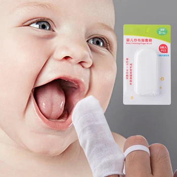 

6Pcs/Set Baby Finger Brushes Gauze Wipes Deciduous Teeth Tongue Coating Cleaning Brush Oral Care Soft Cotton Finger Toothbrush