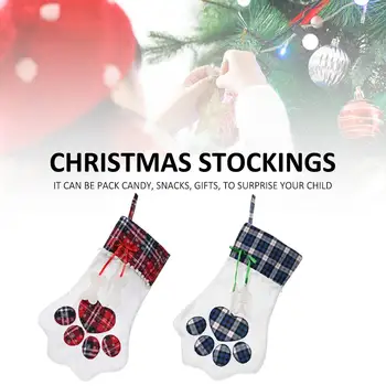

Christmas Decoration Plaid Paw Christmas Socks Dog Paw Socks Cat Paw Plaid Socks Gift Socks Quick Delivery
