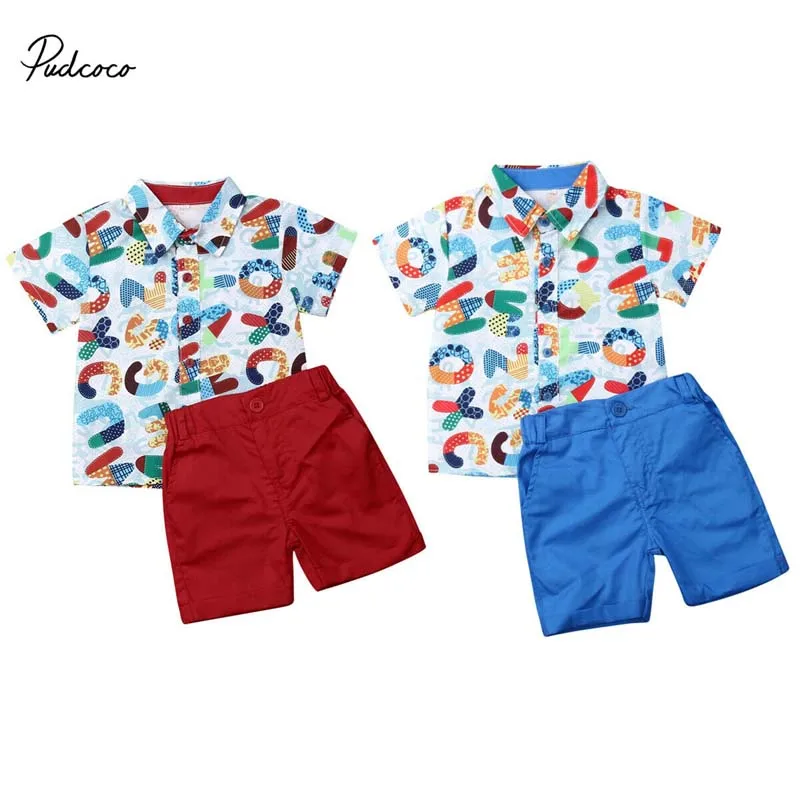 

2019 Brand Toddler Kids Baby Boy Gentleman Clothes Shirt Tops Shorts Pants Formal Outfits Set Party 2Pcs