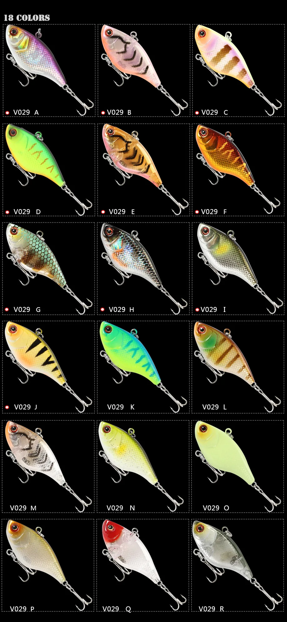 Fishing Lure VIB ratlin and vib for winter hard bait lures 3d 40mm 4.6g sinking all depth pike seabass isca artificial V029