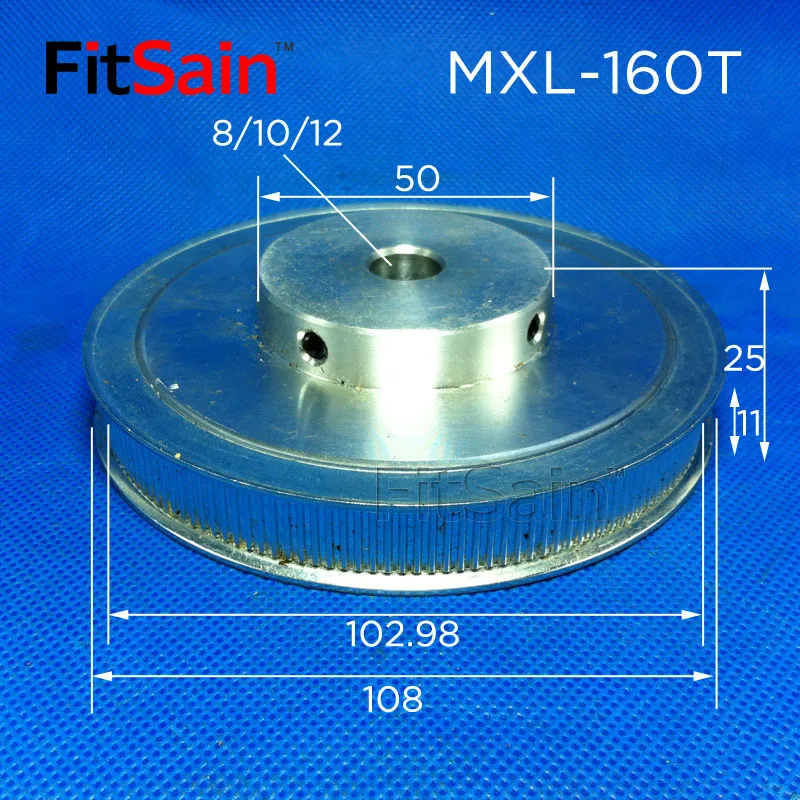 FitSain-MXL 16T+160T 1:10 Width 10mm Synchronous Wheel Stepper Motor Pulley Gear Reduction timing belt pulley,timing pulley