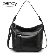 Zency роскошная женская сумка через плечо натуральная кожа Повседневная Сумка-тоут высокое качество сумки-мессенджеры черный серый