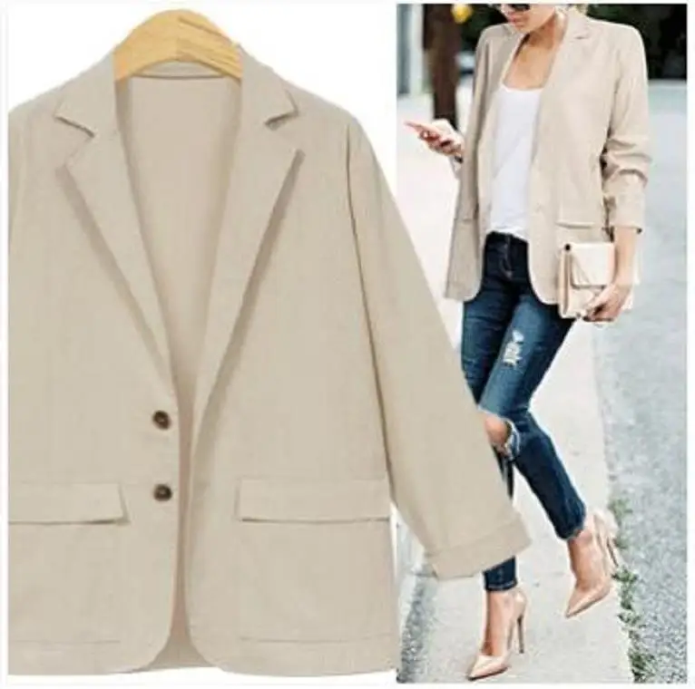 

Europe And America 2019 Autumn New Style Coat Versatile Loose-Fit Single-Breasted WOMEN'S Business Suit
