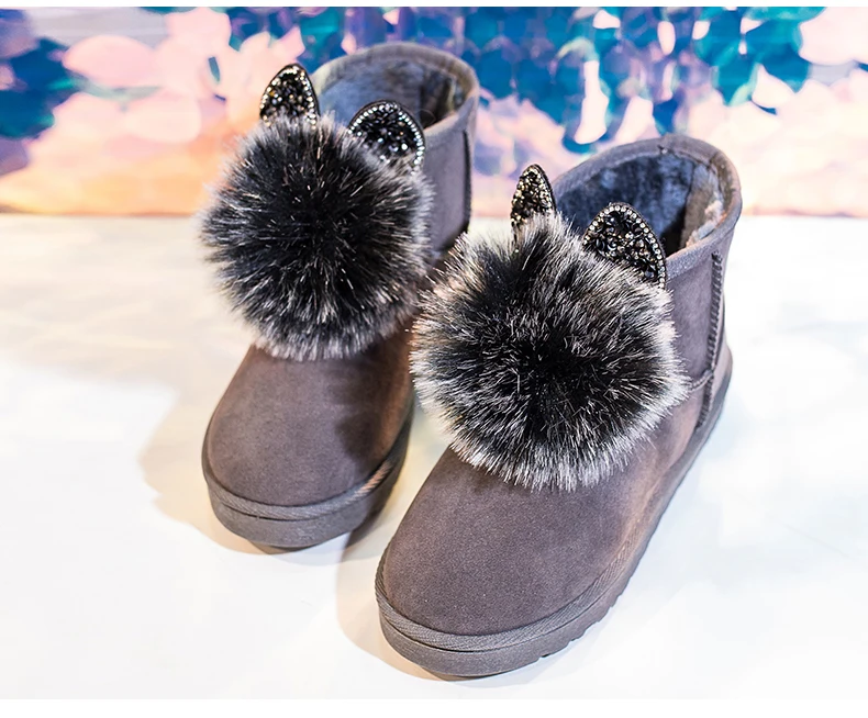 Женская зимняя обувь г., милые зимние ботинки женские ботильоны для женщин на плоской подошве, обувь на платформе теплые зимние женские ботинки