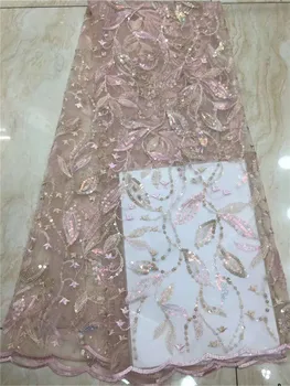 

African sequin lace fabric 2019 embroidery France Nigeria lace fabric high quality lace party FJ6-18
