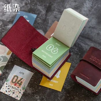 

2020 Minimalist Cowhide Mini Desktop Paper Calendars Daily Scheduler Table Planner Yearly Agenda Calendars