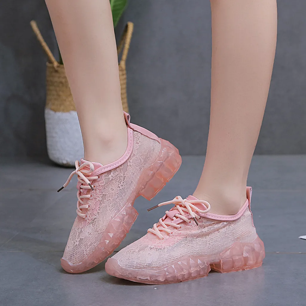 

Women Sneakers Jelly bottom Shoes Sport Shoes Thick Bottom Wild Lace-Up Casual Sneakers Ladies' Sneakers Zapatos De Mujer Ju30