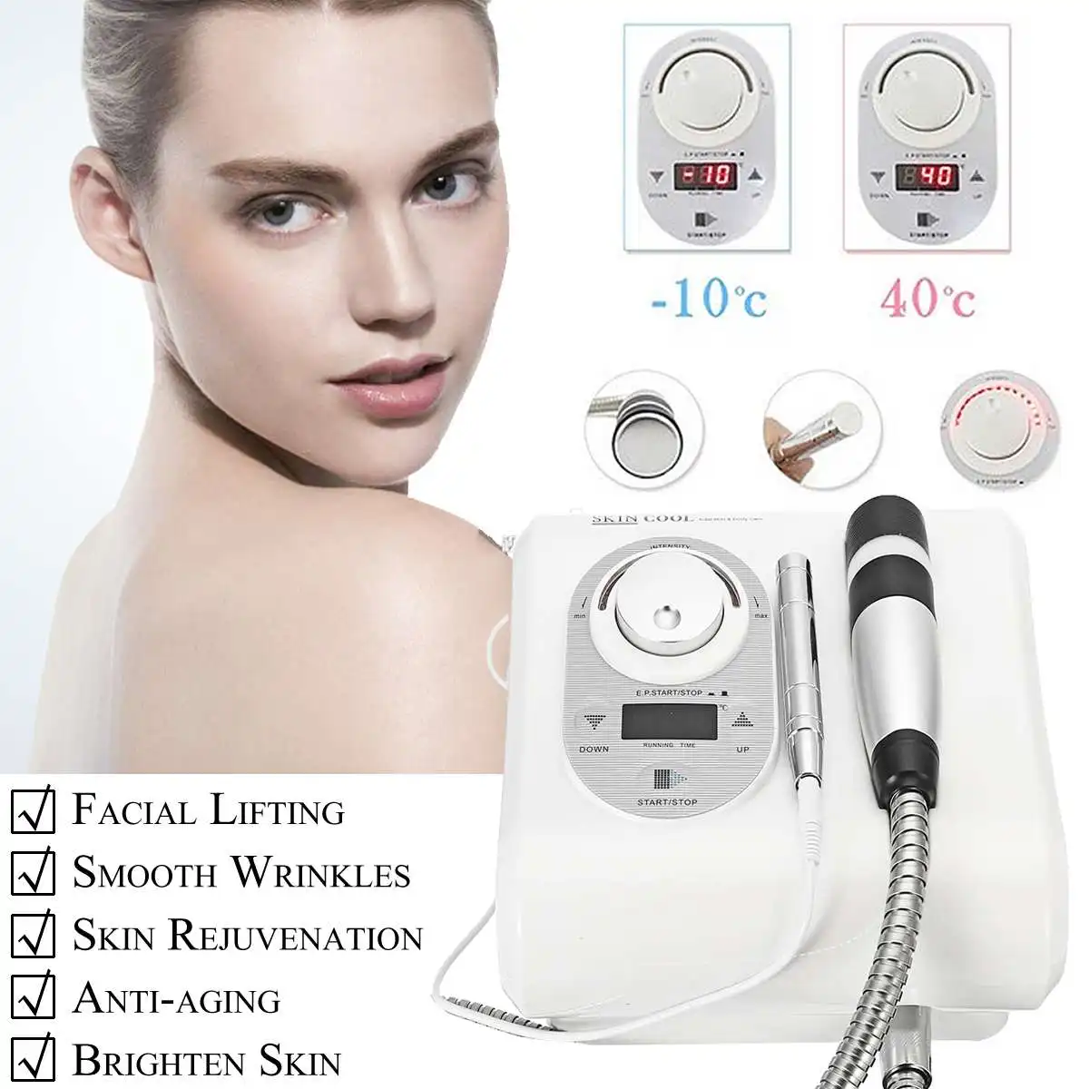 

Cryo Heating Therapy Skin cool Electroporation Needle Free Mesotherapy Machine Hot Cold Hammer Facial Anti Aging Beauty Device