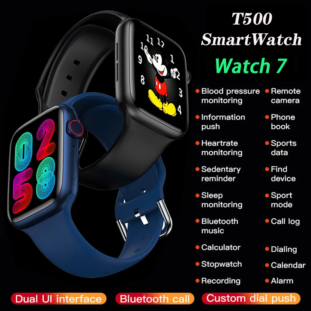 2021 IWO 13 PRO Watch 7 T500 Smart Watch Series 7 DIY Dials Heart Rate BT Call Men Women Sport Smart Watch PK X8MAX HW22 W46 W37