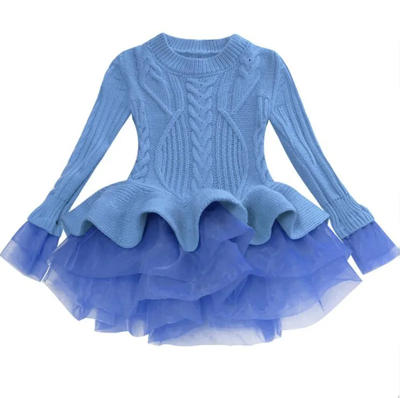Зимнее теплое трикотажное шифоновое платье для девочек детская одежда с длинными рукавами для рождественской вечеринки детские платья для девочек, одежда на год