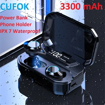 

CUFOK Bluetooth Stereo Earphone Wireless IPX7 Waterproof Touch Earbuds Headset 3300mAh Battery LED Display Type-c Charge Case