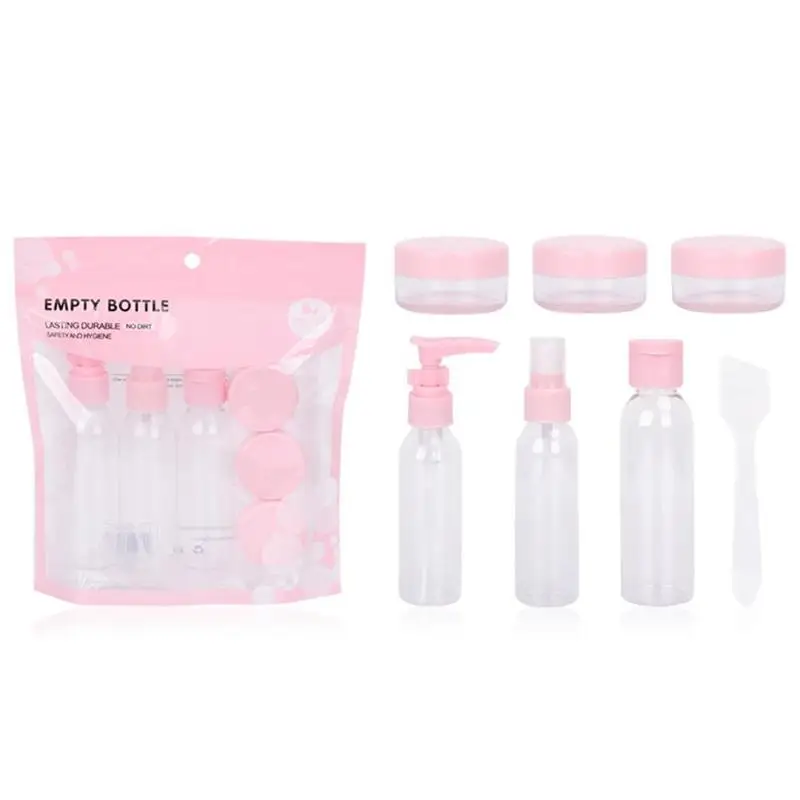 

7/8pcs Portable Transparent Travel Cosmetic Bottle Set Leak-Proof Design Comfortable Convenient Points Bottling Makeup Tool
