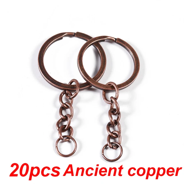 5-20pcs/lot Key Chain Key Ring keychain Bronze Rhodium Gold 28mm Long Round Split Keyrings Keychain Jewelry Making Wholesale DIY 20PCS Ancient copper