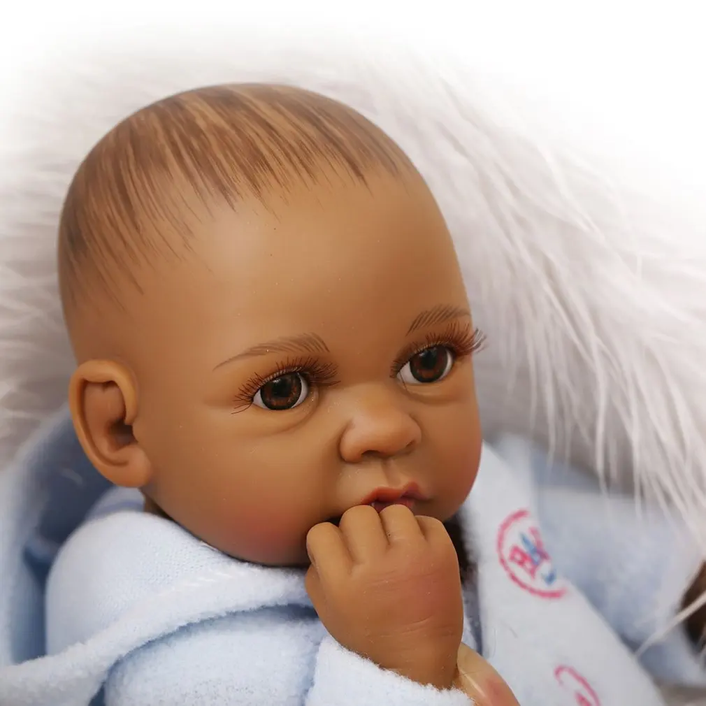 10 дюймов 25 см полный силикон Reborn Baby куклы живые реалистичные африканские американские настоящие куклы реалистичные Мини черные дети Reborn младенцы