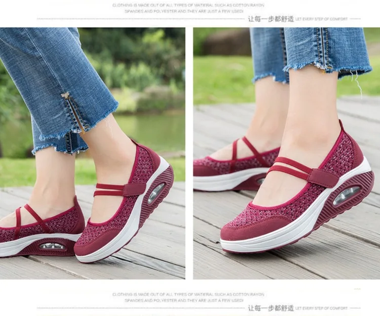 Details about   Women Breathable Casual Rocking Shoes Thick Bottom Cushion Shallow Nurse Shoes