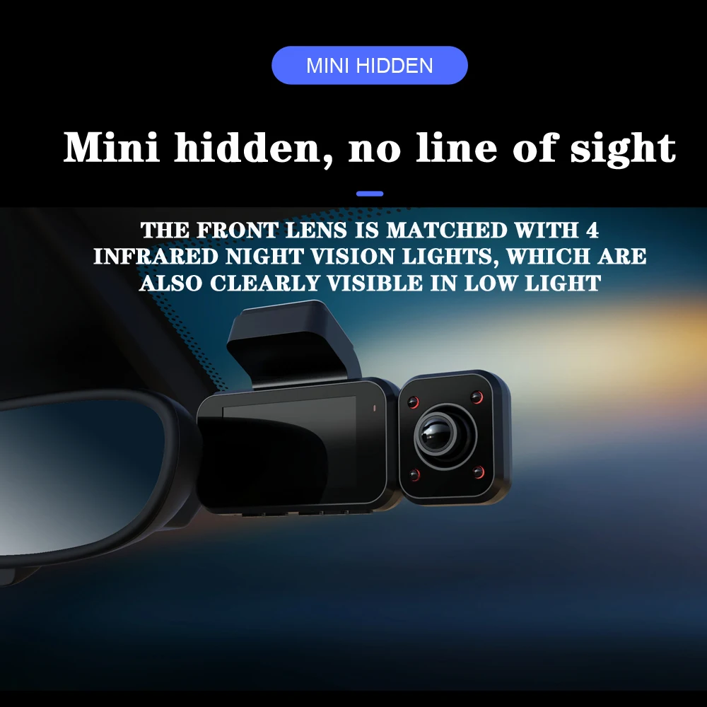 Tanie Aiba A12 WDR 1296P Wbudowana aplikacja WiFi kamera samochodowa Night Vision rejestrator kamery samochodowej trzy obiektyw kamera samochodowa Widok z tyłu rejestrator samochodowy 24h parking