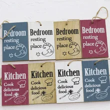 Vintage Retro Decoración de pared placa de madera signo dormitorio lugar de descanso y cocina cocinar deliciosa comida hogar Decoración de pared pintado 4 colores