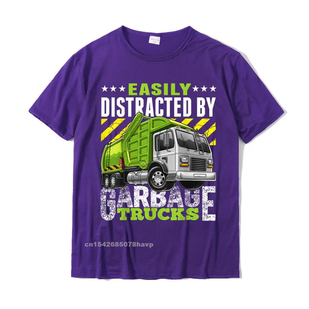  Man T Shirt Simple Style Funny Tops T Shirt Pure Cotton O Neck Short Sleeve Crazy Tees ostern Day Drop Shipping Easily Distracted by Garbage Trucks Funny Gift for Boys T-Shirt__77. purple