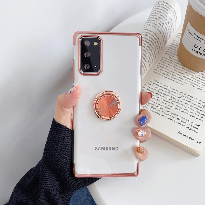 Прозрачный чехол с магнитным кольцом держателем для Samsung Galaxy Note 20 подставка A71 A51
