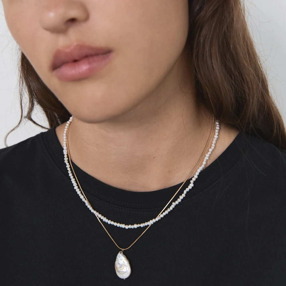Girlgo винтажное ожерелье с кулоном для дивана s для женщин очаровательное Макси ожерелье из золотых цепей люкс жемчужные ювелирные изделия с чокерами
