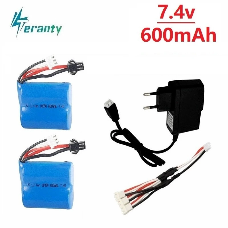 Teranty 7,4 v 600mAh 18350 комплекты зарядного устройства для H100 H102 7,4 v литий-ионная батарея для JJRC S1 S2 S3 S4 S5 высокоскоростная RC лодка